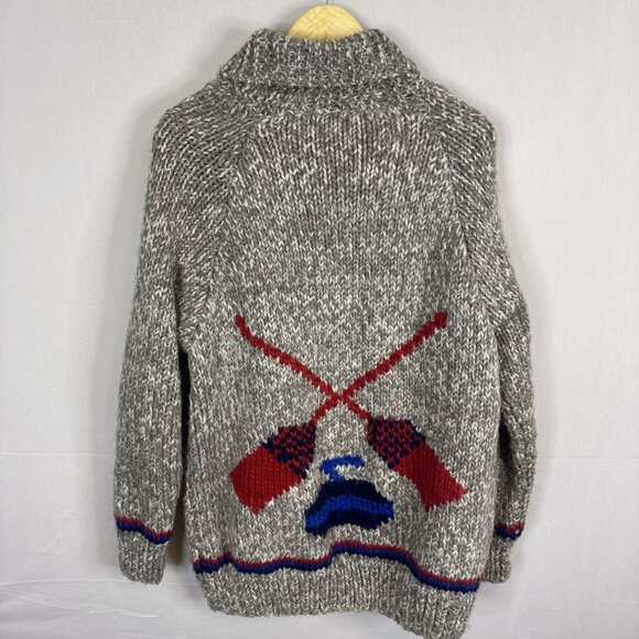 Vintage Mary Maxim Men Curling Sweater Cowichan Men M/L - Picture 5 of 6